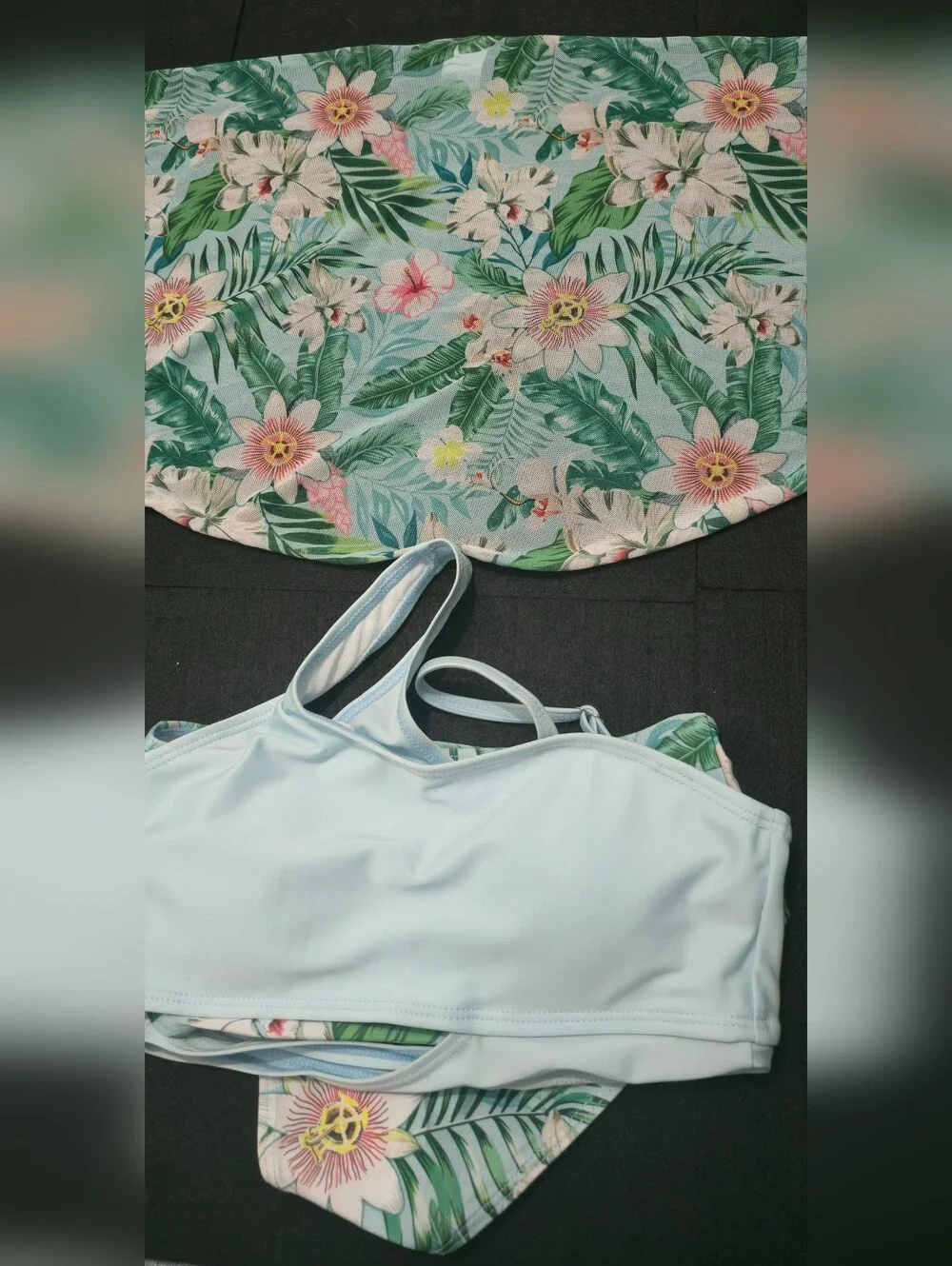 Youth Girls Size 10 Tropical Bikini Set with Matching Sarong